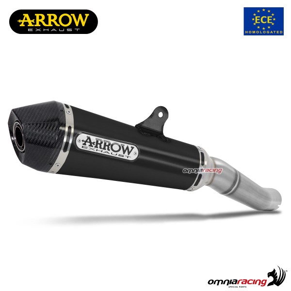Terminale di scarico Arrow X Kone omologato in acciaio nero per Kawasaki Z900E 2017>2018