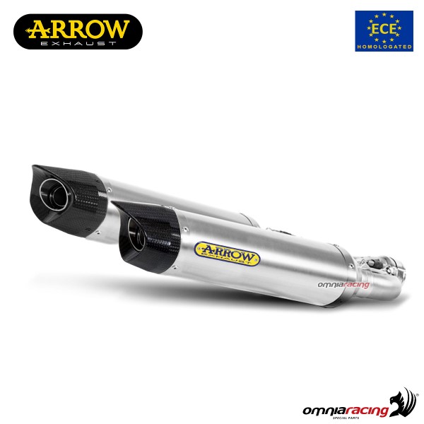 Arrow pair of exhausts Thunder slip-ons aluminum approved for Aprilia Dorsoduro 900 2017>2019