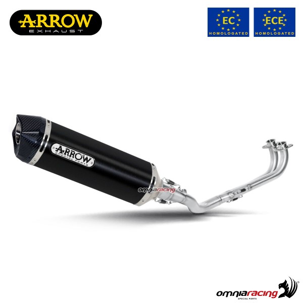Impianto di scarico completo Arrow Race-Tech omologato in alluminio dark per Kymco AK550 2017>2020