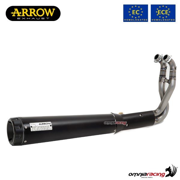 Scarico completo Arrow Rebel omologato in Inox dark per Kawasaki Vulcan S650/cafe 2017>2020