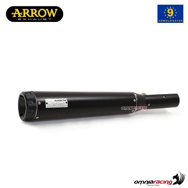 Terminale di scarico Arrow Rebel omologato in acciaio nero per Yamaha XV950R 2014>2016