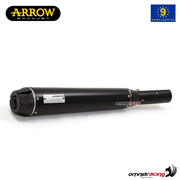 Terminale di scarico Arrow Rebel omologato in acciaio nero per Yamaha XV950R 2014>2016