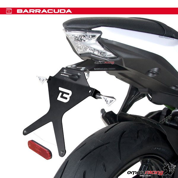 Kit portatarga Barracuda in alluminio nero per Kawasaki Ninja 650 2017>2020