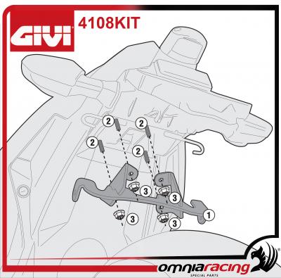Kit Specifico per Montare Portavaligia laterale Givi TE4108 Kawasaki Ninja 300 2013 13>