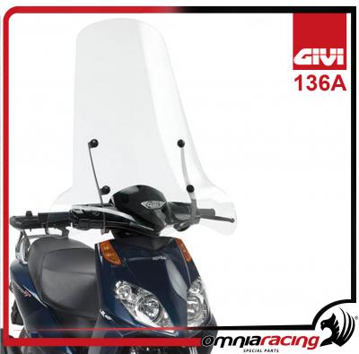 GIVI 136A - Transparent Spoiler / Wind Screen H.74 x W.67 cm for Aprilia Sportcity One 50 125 08>14