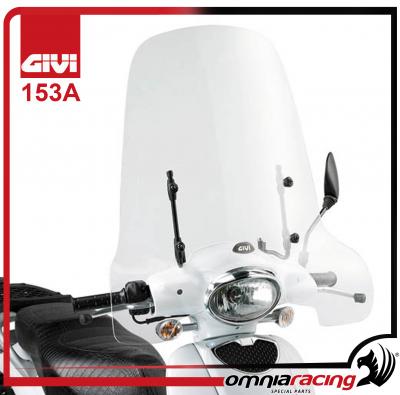 GIVI 153A - Transparent Spoiler / Wind Screen H.56 x L.66 cm for Aprilia Scarabeo 50 Street 2009 09>