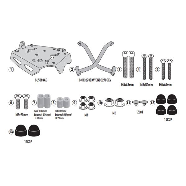 Rear rack Givi top cases Monokey Moto Guzzi V85TT 2024-2025