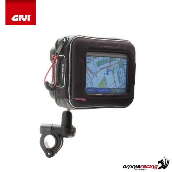 Givi motorcycle satellite navigator holder on the handlebar