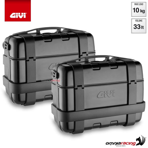 GIVI TRK33BPACK2 valigia/bauletto Monokey Trekker centrale e laterale in alluminio nero