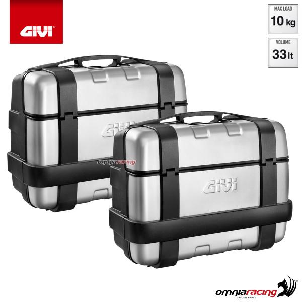 GIVI TRK33PACK2 valigia/bauletto Monokey Trekker centrale e laterale in alluminio