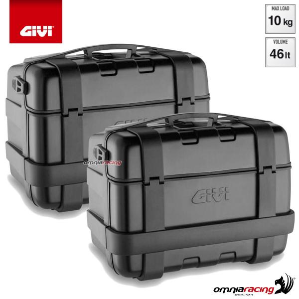 GIVI TRK46BPACK2 valigia/bauletto Monokey Trekker centrale e laterale in alluminio nero