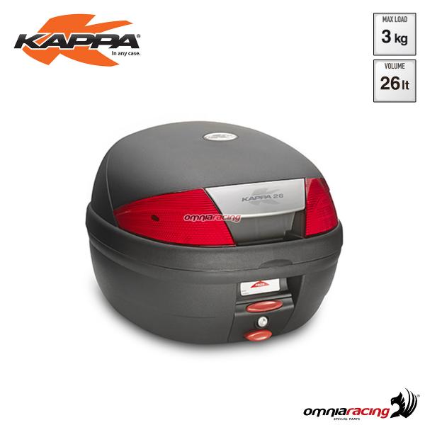 Bauletto posteriore Kappa K26N Monolock volume 26 litri ABS con catadiottro rosso