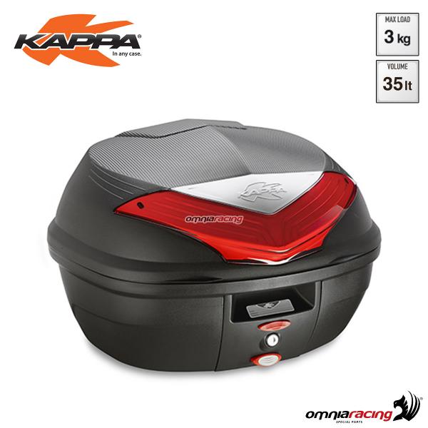 Bauletto posteriore Kappa K355N Monolock volume 35 litri ABS con catadiottro rosso