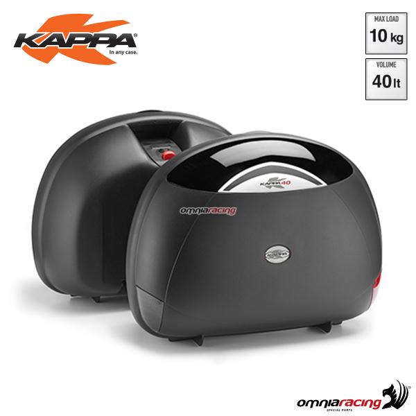 Pair of side suitecase Kappa K40N Monokey volume 40 liter ABS with red reflector