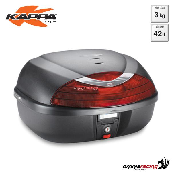 Bauletto posteriore Kappa K42N Monolock volume 42 litri ABS con catadiottro rosso