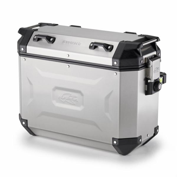 Left side suitcase Kappa KVG37A K-Voyager Monokey volume 37 liter natural aluminium