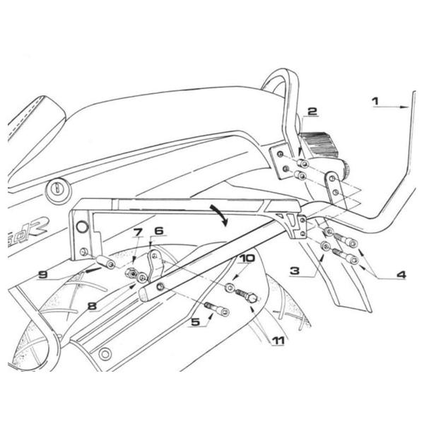 Attacco posteriore bauletto Givi Monokey Monolock BMW R1100R 1995-2001