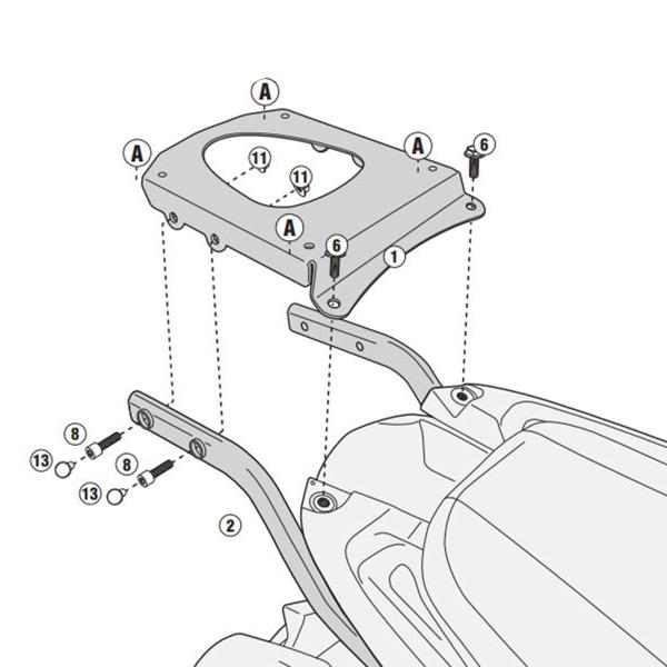 Rear rack Givi top cases Monokey Triumph Tiger Sport 1050 2013-2020