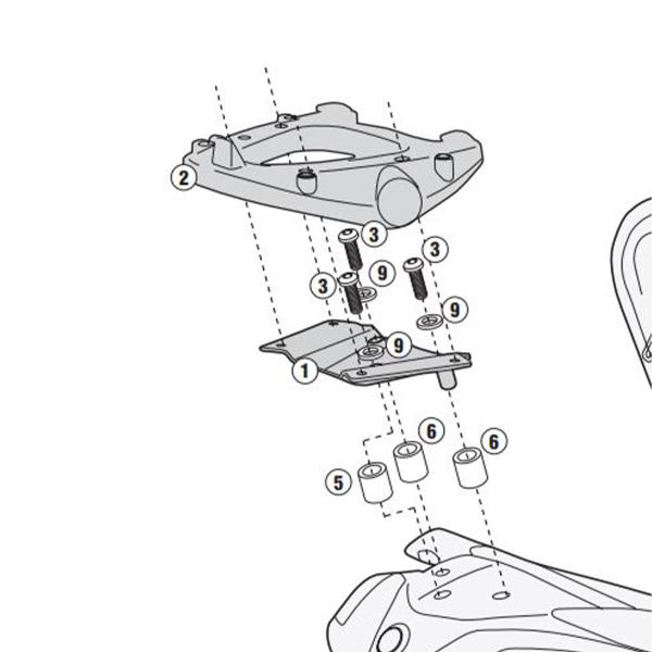 Attacco posteriore bauletto Givi Monolock SYM Maxsym 400 2011-2020