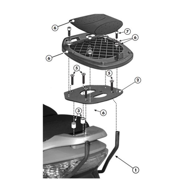 Rear rack Givi top cases Monolock Kymco Xciting R 300i 2009-2014