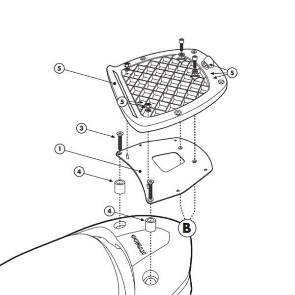 Rear rack Givi top cases Monolock Kymco Downtown 200i 2009-2017