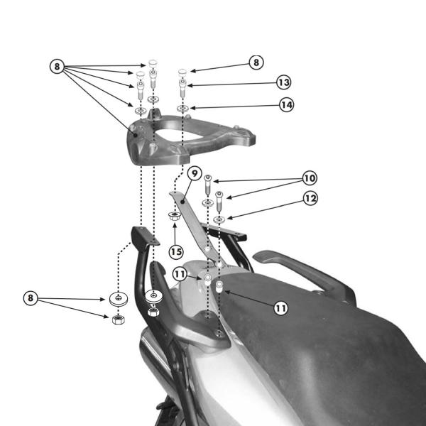 Rear rack Givi top cases Monokey Monolock Honda VFR800 VTEC 2002-2011