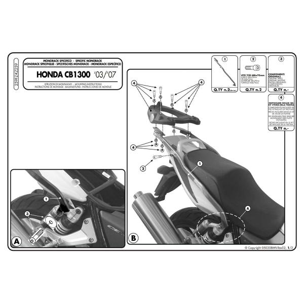 Attacco posteriore bauletto Givi Monokey Monolock Honda CB1300/CB1300S 2003-2009