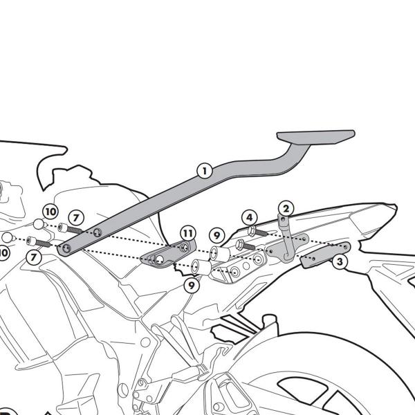 Attacco posteriore bauletto Givi Monokey Monolock Kawasaki Z1000SX 2011-2016