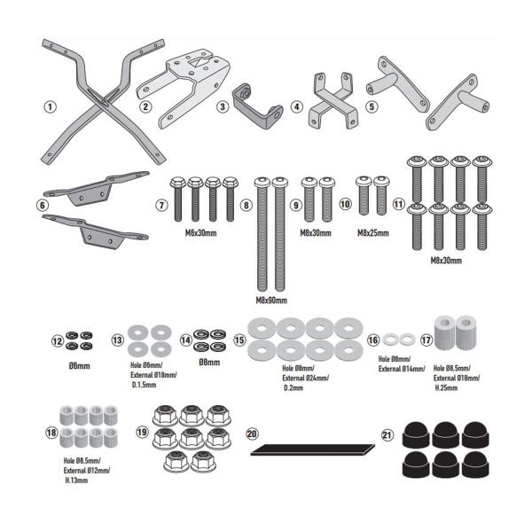 Rear rack Givi top cases Monokey Monolock Kawasaki Ninja 1000SX 2020-2022