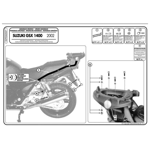 Attacco posteriore bauletto Givi Monokey Monolock Suzuki GSX1400 2002-2009