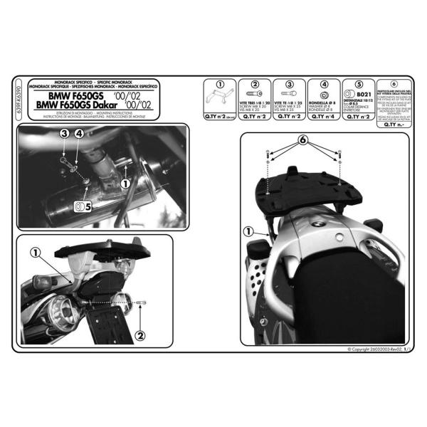 Attacco posteriore bauletto Givi Monokey Monolock BMW F650GS 2001-2003