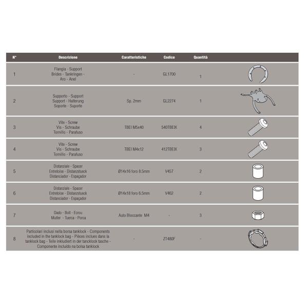 Fitting flange Givi Tanklock tank bag BMW F800GS 2008-2017