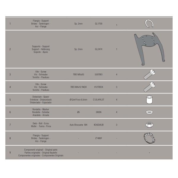 Attacco flangia borsa serbatoio Givi Tanklock BMW F800R 2015-2019