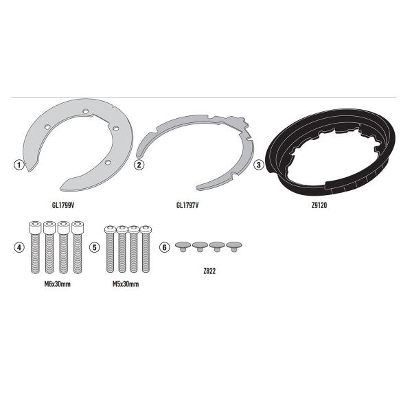 Attacco flangia borsa serbatoio Givi Tanklock Husqvarna Svartpilen 125 2021-2022