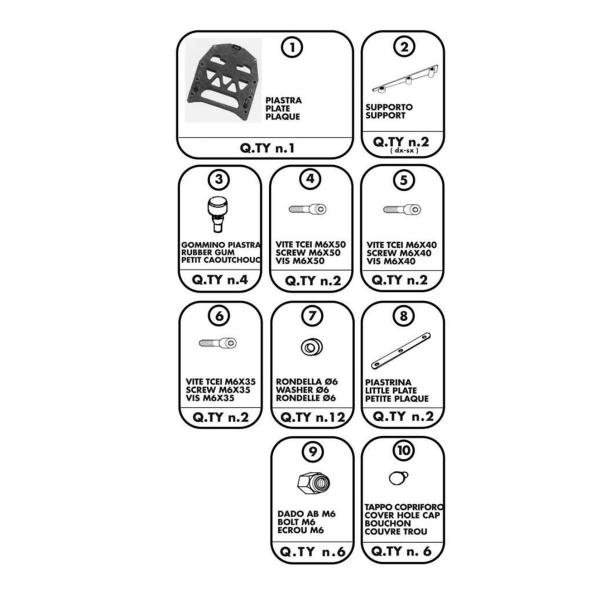 Attacco posteriore bauletto Givi Monokey Honda XL125V Varadero 2001-2006