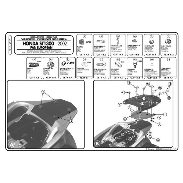 Attacco posteriore bauletto Givi Monokey Honda Pan European ST 1300 2002-2014