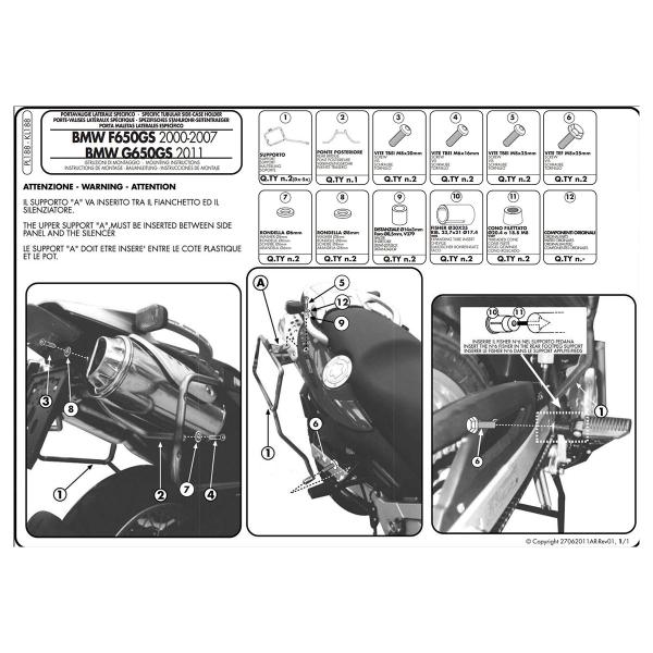 Pannier holder side-cases Givi Monokey o Retro Fit BMW F650GS 2000-2003