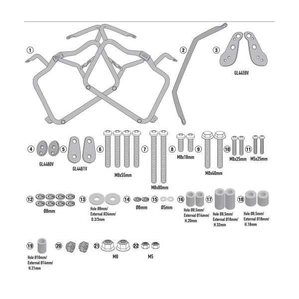 Pannier holder side-cases Givi Monokey o Retro Fit KTM 390 Adventure 2020-2022