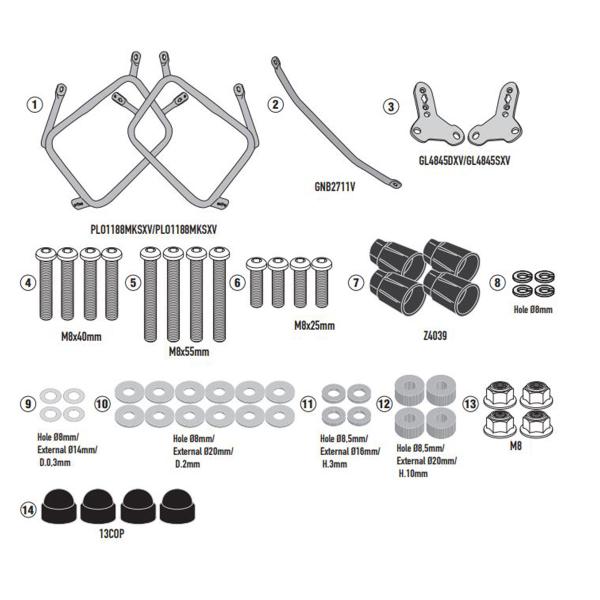 Portavaligie laterale staffe Givi Monokey Cam-Side Honda Xadv 750 2021-2023