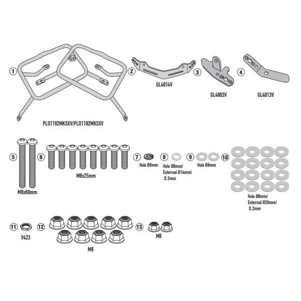 Portavaligie laterale staffe Givi Monokey Cam-Side Honda NC750X 2021-2022