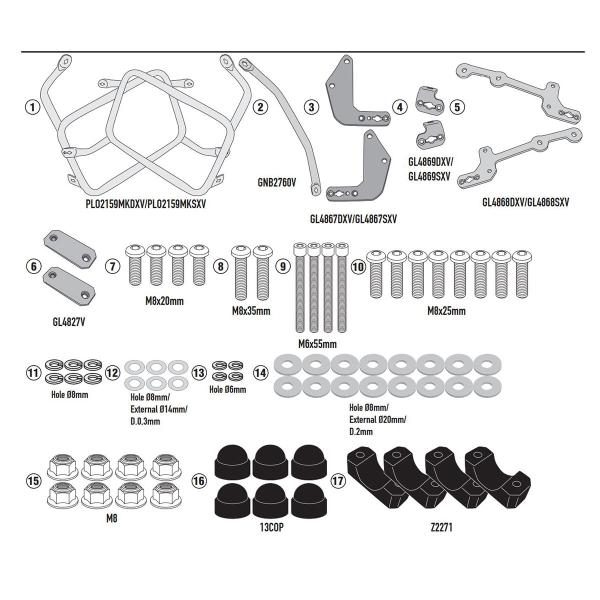 Portavaligie laterale staffe Givi Monokey Yamaha Tracer 9/Tracer 9 GT 2021-2022