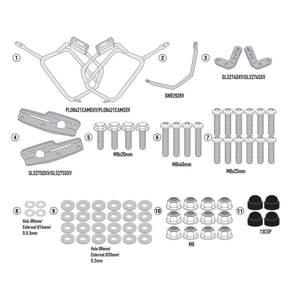 Portavaligie laterale staffe Givi Monokey Triumph Tiger Sport 660 2022