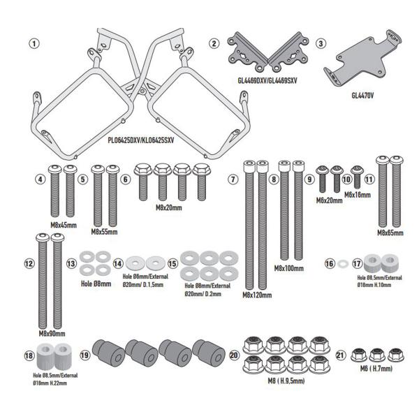 Portavaligie laterale staffe Givi Monokey Cam-Side Triumph Tiger 900 2024