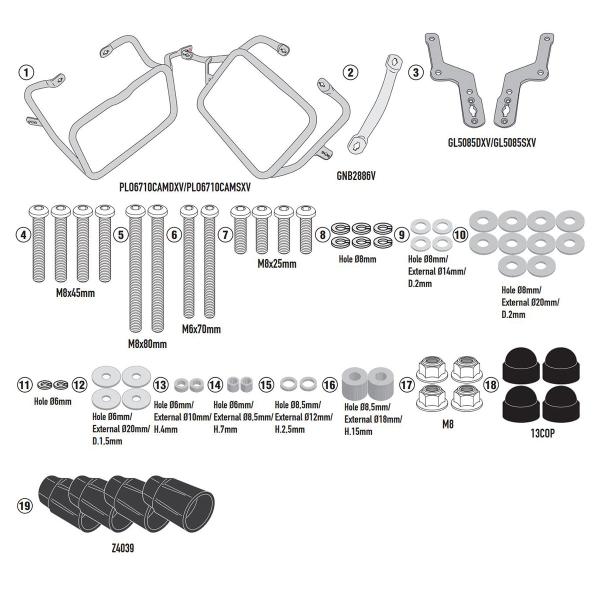 Portavaligie laterale staffe Givi Monokey Cam-Side Aprilia Tuareg 660 2021-2022