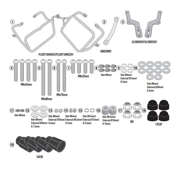 Portavaligie laterale staffe Givi Monokey Aprilia Tuareg 660 2021-2022