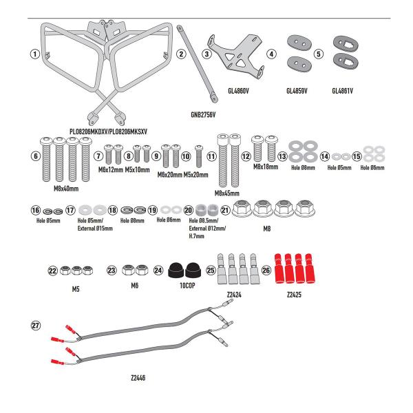 Portavaligie laterale staffe Givi Monokey Moto Guzzi V7 850 Stone/Special 2021-2023