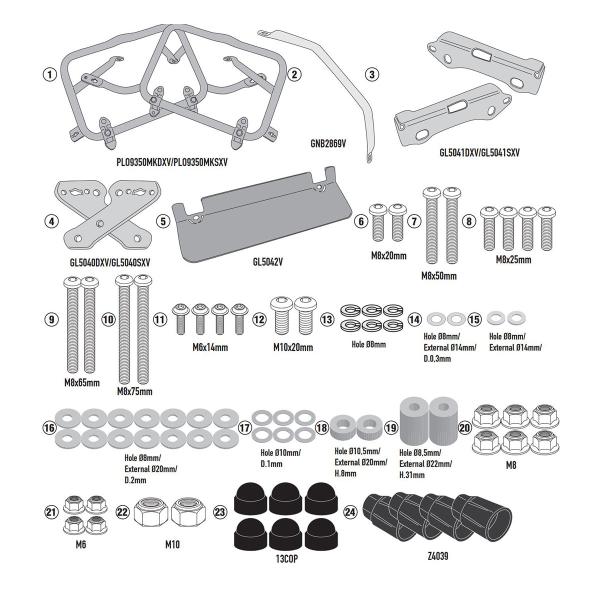 Portavaligie laterale staffe Givi Monokey Moto Morini X-Cape 649 2021-2023