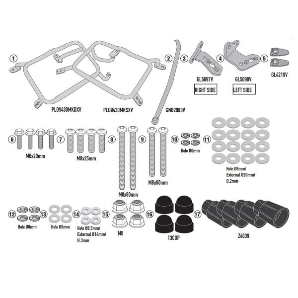 Portavaligie laterale staffe Givi Monokey Cam-Side KTM 890 Adventure 2021-2022