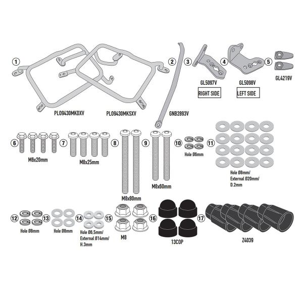 Portavaligie laterale staffe Givi Monokey KTM 890 Adventure 2021-2022