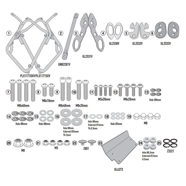 Portavaligie laterale staffe Givi Monokey Side Honda CB500X 2019-2022